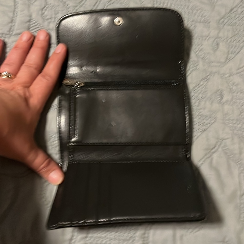 Coach Solid/Monogram Black Leather Envelope Style… - image 3